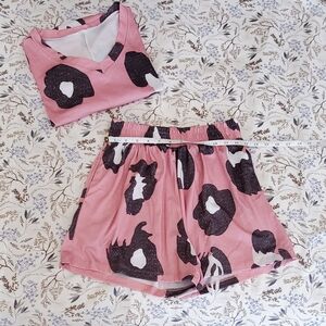 Pink and Black Women's Sleepwear Set